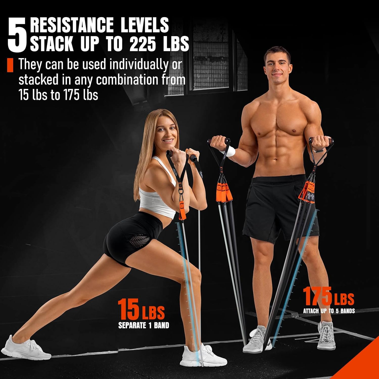 Cintas de resistencia con manijas, Cintas de ejercicio de 175 libras para entrenar, Cintas de fitness, Cintas de entrenamiento con anclaje de puerta y correas de tobillo, Fisioterapia, Yoga, Entrenamiento de fuerza Equipo de gimnasio en casa