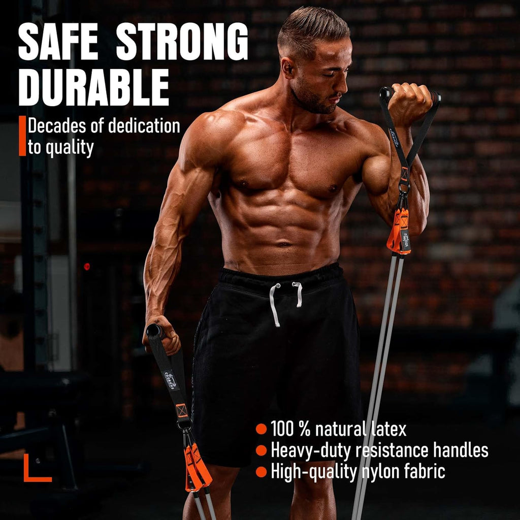 Cintas de resistencia con manijas, Cintas de ejercicio de 175 libras para entrenar, Cintas de fitness, Cintas de entrenamiento con anclaje de puerta y correas de tobillo, Fisioterapia, Yoga, Entrenamiento de fuerza Equipo de gimnasio en casa