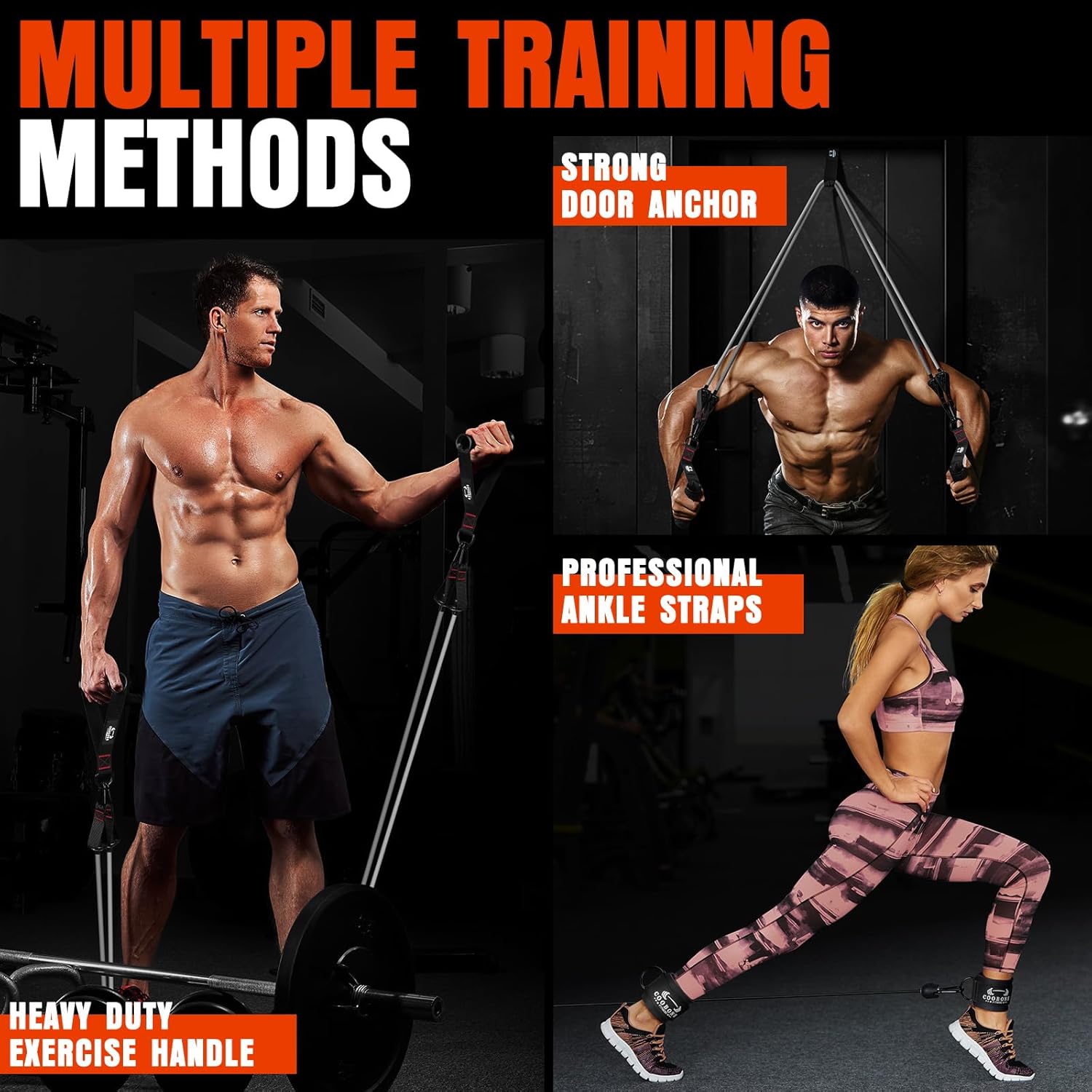 Bandas de resistencia pesadas para el entrenamiento, Bandas de ejercicio de 300LBS con manijas, Bandas de entrenamiento para hombres, Equipo de gimnasio en el hogar, Equipo de entrenamiento muscular, Equipo de entrenamiento de peso, Yoga