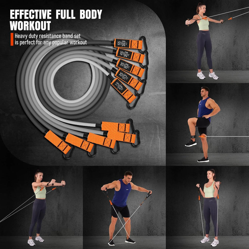 Cintas de resistencia con manijas, Cintas de ejercicio de 175 libras para entrenar, Cintas de fitness, Cintas de entrenamiento con anclaje de puerta y correas de tobillo, Fisioterapia, Yoga, Entrenamiento de fuerza Equipo de gimnasio en casa