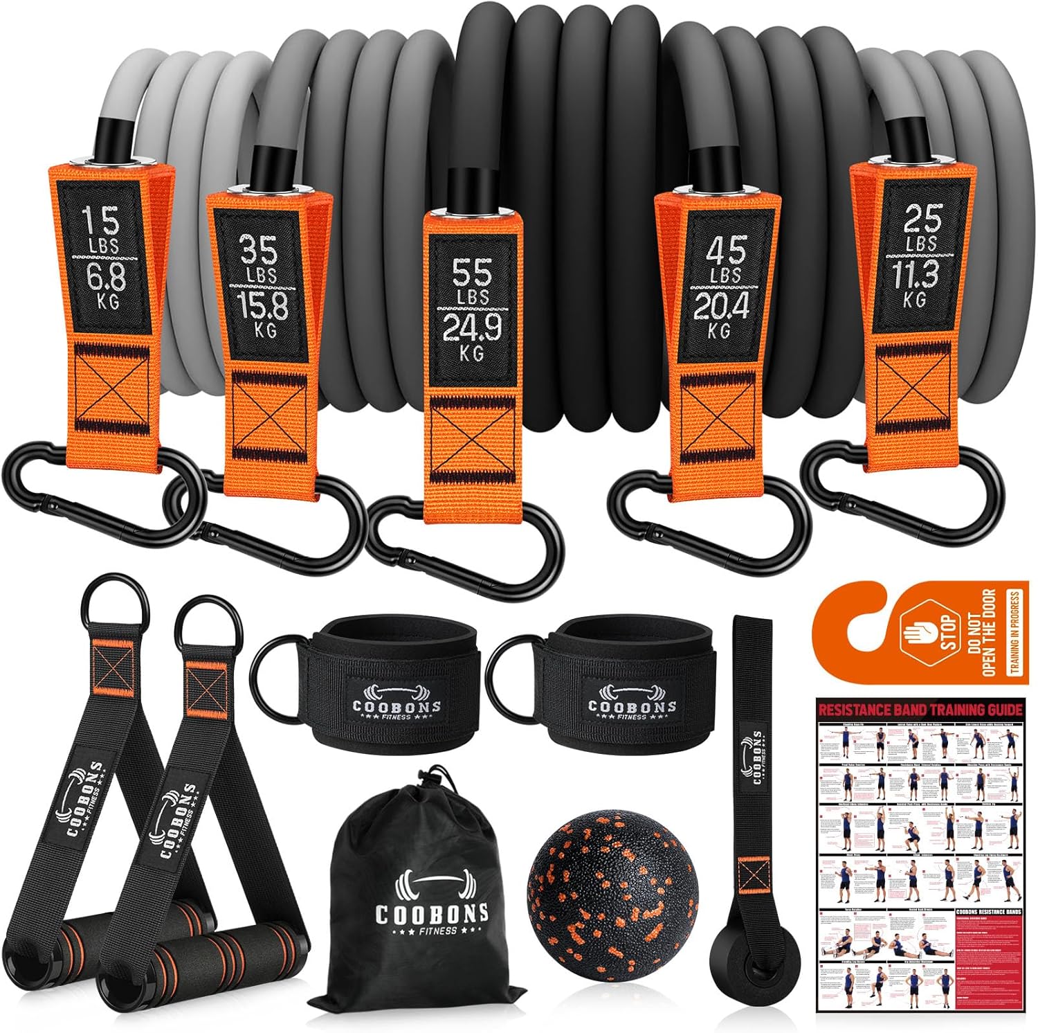 Cintas de resistencia con manijas, Cintas de ejercicio de 175 libras para entrenar, Cintas de fitness, Cintas de entrenamiento con anclaje de puerta y correas de tobillo, Fisioterapia, Yoga, Entrenamiento de fuerza Equipo de gimnasio en casa